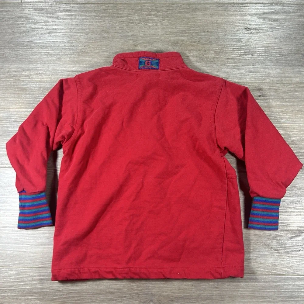 VTG Gymboree Rainbow Tag Medium Red 1/4‎ Zip Sweatshirt USA